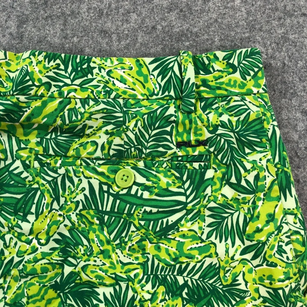 RLX Ralph Lauren Mens Shorts 36 Green Tropical Frog Palm Leaf Chino Golf